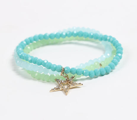 Glass crystal ombre beads star bracelet